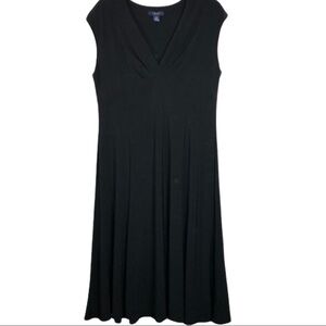 𝅺chaps - Black Crossover V-Neck Sleeveless Cap-Sleeve Faux Wrap Dress - Size XL